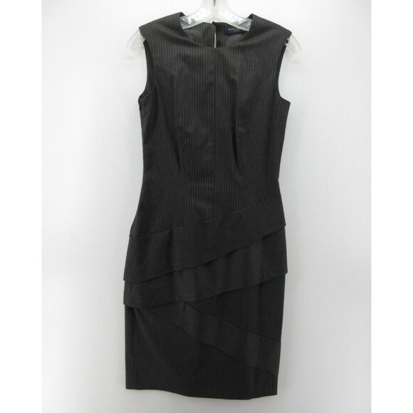 Piazza Sempione Dress 4 Virgin Wool Sheath Pinstripe Career Italy 40 - Picture 1 of 11